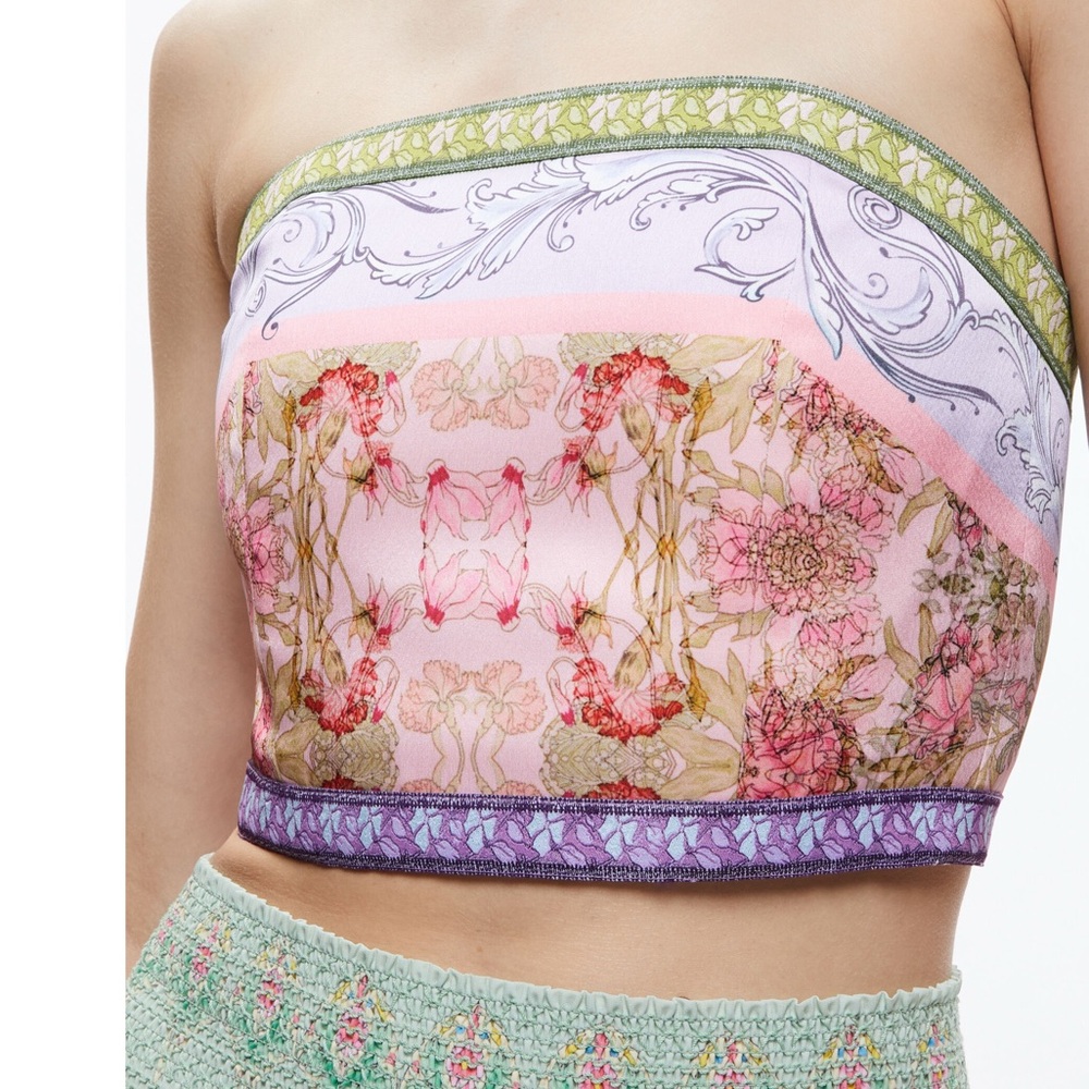 Alice + Olivia Multicolor Floral Crop Top